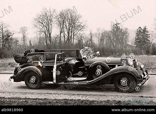 History of the Automobile; The Parade Car of Adolf Hitler; 1942; Germany; digitally restored reproduction from a 19th-20th century original; Europe.