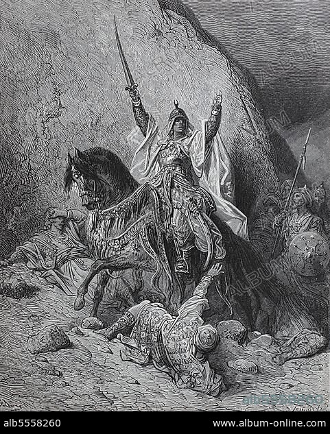 Saladin was the first Sultan of Egypt from 1171 and Sultan of Syria from 1174, Third Crusade, Historical, digital reproduction of a 19th century original.
