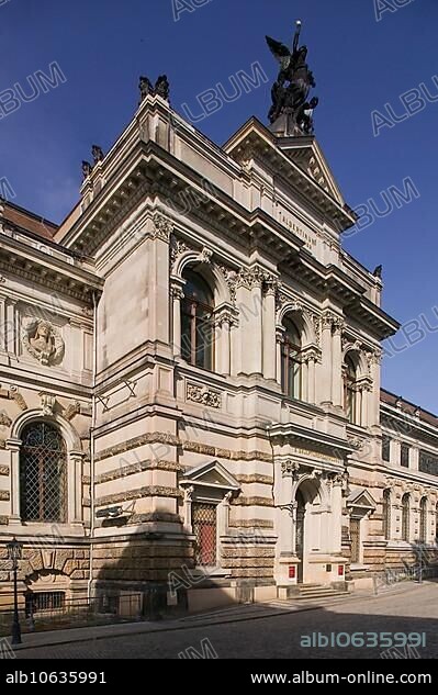 The Albertinum on the site of the former Dresden Armoury is a museum building in Dresden. Located at the eastern end of Brühl's Terrace, it currently houses the New Masters Gallery and the sculpture collection of the Dresden State Art Collections. The name Albertinum is derived from the building's patron, King Albert I of Saxony.
