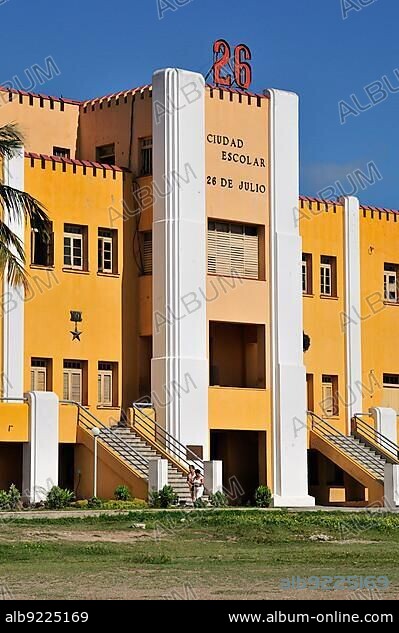 Moncada Barracks, now school centre and historical museum; the fight of revolutionaries around Fidel Castro against the Batista regime commenced here on 26 July 1953, Santiago de Cuba, Cuba, Caribbean, Central America.