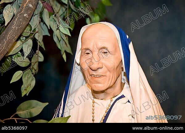 Mother Teresa Agnes Gonxha Bojaxhiu as a wax figure Wax museum of Prague Czechia.