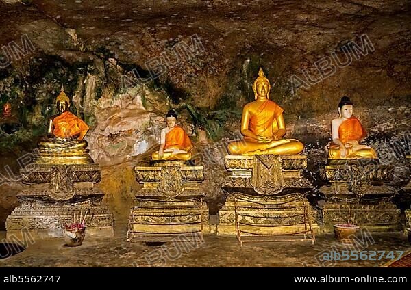 Buddha statues, monkey temple, Suwankuha temple buddha cave temple, Phang Na, Phuket, Thailand, Asia.