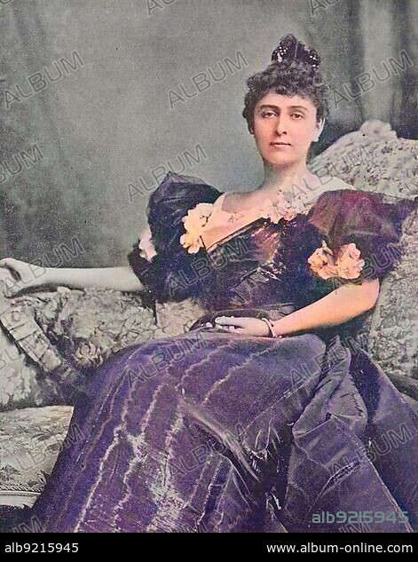 Photo of Princess Hatzfeldt, Elisabeth Natalia Julia Johanna Princess zu Carolath-Beuthen, née Countess von Hatzfeldt zu Trachenberg (19 November 1839) (12 January 1914) was the companion of Herbert von Bismarck around 1880, Historical, digitally restored reproduction of a 19th century original.