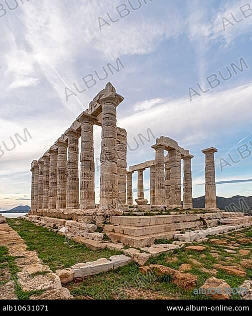 Ancient Temple of Poseidon, Cape Sounion, Greece, Europe.