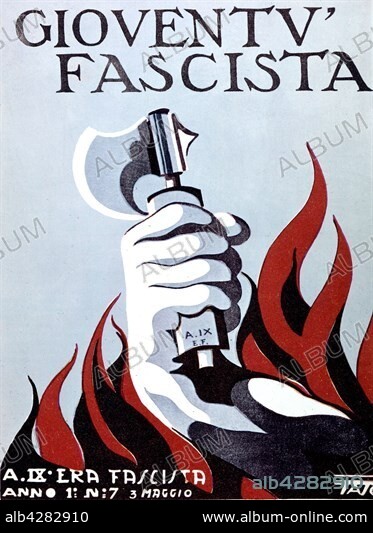 Drawing by Tato for the cover of the magazine 'Gioventu fascista'. 1925. Italy.