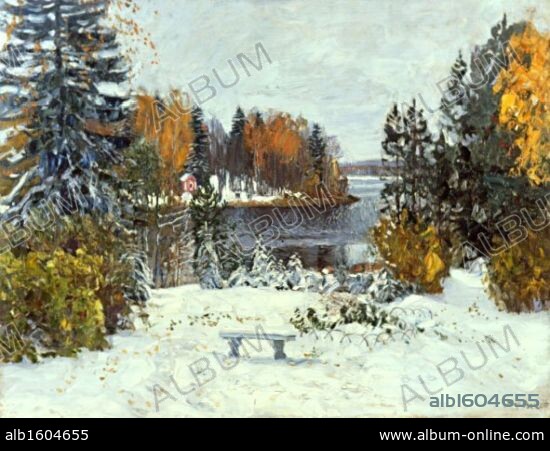 First Snowfall by Stanislav Julianovic Jukovsky, 1875-1944, Russia, Vologda Regional Art Gallery.