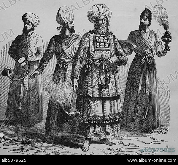 Levites, Jewish priests, woodcut from 1880.