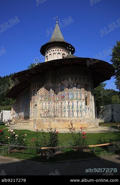 The Voronet Monastery, Manastirea Voronet, is located near the town of Gura Humorului in the village of Voronet. The church of Sfantul Gheorghe, Saint George, located within the monastery walls, was inscribed on the UNESCO World Heritage List in Moldova, Romania in 1993.