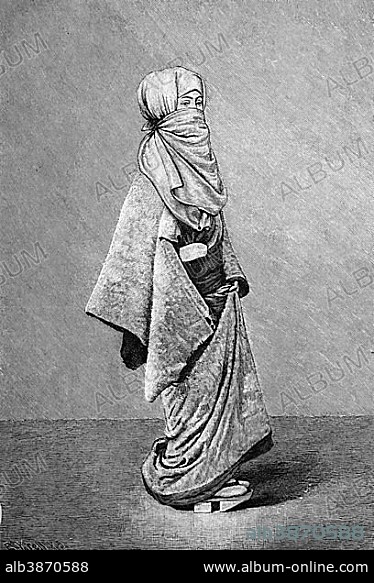 Japanese women's lives, winter clothes of a Japanese woman, historical engraving, 1883.