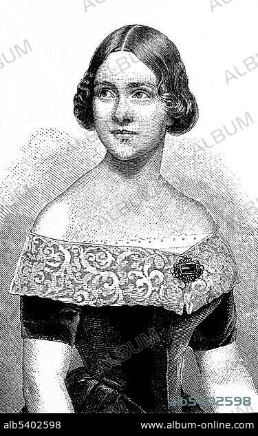 Historical drawing, portrait of Jenny Lind, 1820-1887, Swedish opera singer, soprano, The Swedish Nightingale.