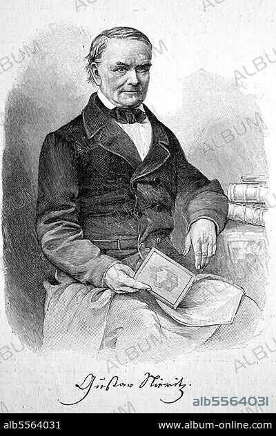 Karl Gustav Nieritz, 2. Juli 1795, 16. Februar 1876, ein deutscher Volks- und Jugendschriftsteller, Historisch, digital restaurierte Reproduktion einer Originalvorlage aus dem 18. Jahrhundert, genaues Originaldatum nicht bekannt.
