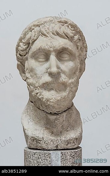 Bust of Claudius Ptolemy, Greek mathematician, astronomer and philosopher, Temple Museum Lapidario Tergestino, Castle Hill San Giusto, Trieste, Friuli-Venezia Giulia, Italy, Europe.