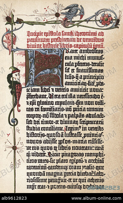 JOHANNES GUTENBERG. Page from Gutenberg's Bible, c1455