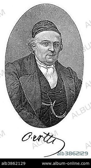 Historical print, portrait of W. O. von Horn or Friedrich Wilhelm Philipp Oertel, 1798 - 1867, a German writer of books for young people, from Bildatlas zur Geschichte der Deutschen Nationalliteratur, the Illustrated Atlas of the History of German National Literature, by Gustav Koennecke, 1887.