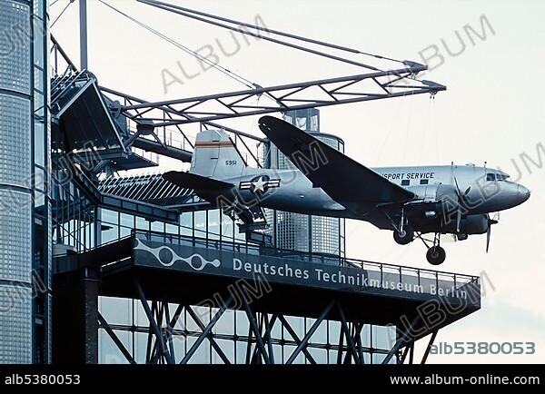 Airplane for transportation on the roof of the Deutsches Technikmuseum, Berlin, Germany, Europe.
