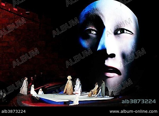 Rätselszene, Giacomo Puccini's Turandot opera performance at the Bregenz Festival, Seebühne, Bregenz, Vorarlberg, Austria, Europe.