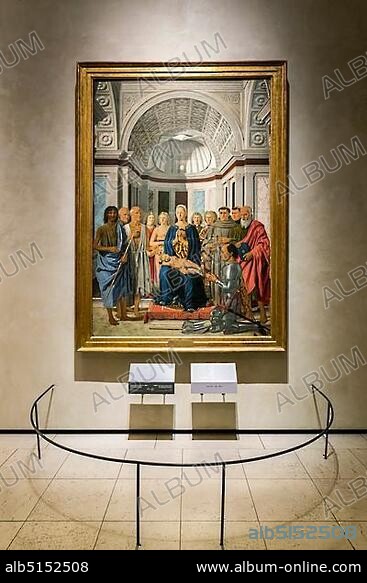 Madonna col Bambini e Federico da Montefeltro, Madonna with Child and the Duke Federico da Montefeltro, painting by Piero della Francesca, 1415 - 1492, Renaissance, Pinacoteca di Brera, Milan, Lombardy, Italy, Europe.