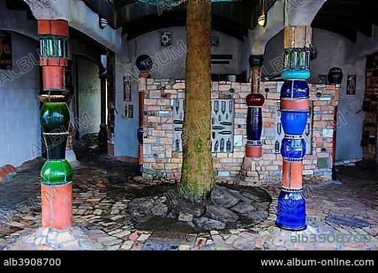 Hundertwasser toilet in Kawakawa, North Island, New Zealand, Oceania.