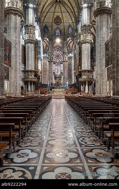 Milan Italy. The interior of the Duomo cathedral.