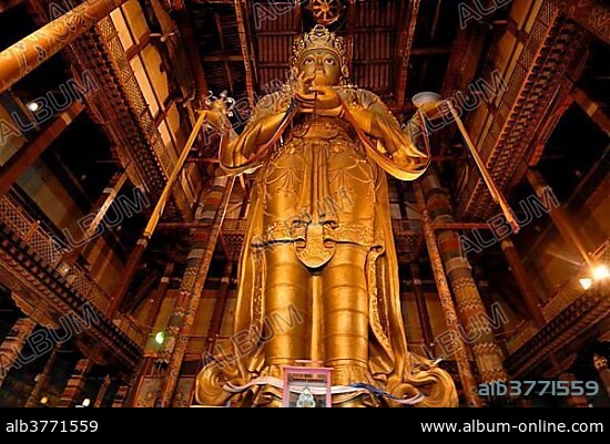26 meter high statue of the goddess Janraisig or Avalokiteshvara, Gandan Monastery, Migjid Janraisig Sueme, Gandan Khiid, Ulaanbaatar, Mongolia, Asia.