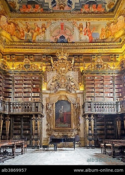 Biblioteca Joanina, historic university library, University of Coimbra, Coimbra, Centro Region, Portugal, Europe.