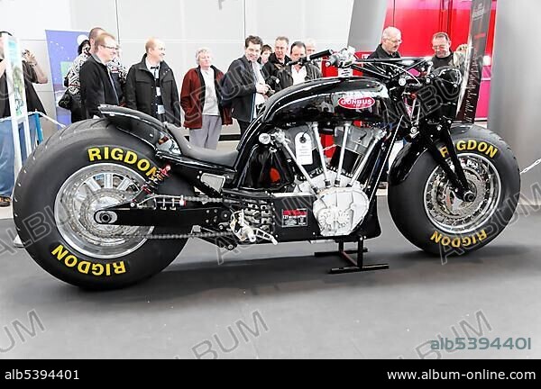 Gunbus 410, the world's largest motorbike produced in series, RETRO CLASSICS 2010, Messe Stuttgart, Stuttgart, Baden-Wuerttemberg, Germany, Europe.