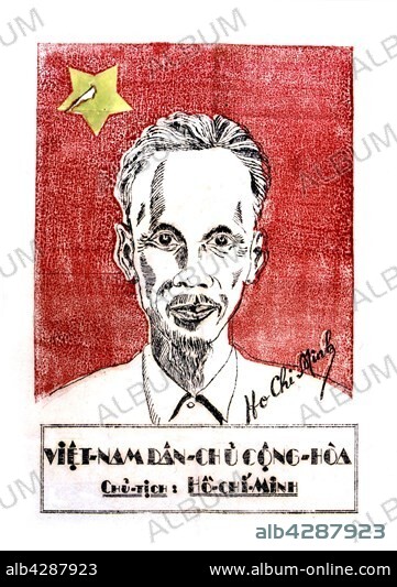 Small propaganda poster supporting Ho Chi Minh. 1946-1954. France, Indochina war. Private collection.