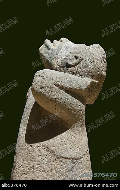 Monkey, Olmec giant stone head and sculpture, Park Museum La Venta, Villahermosa, Yucatan, Mexico, Central America.