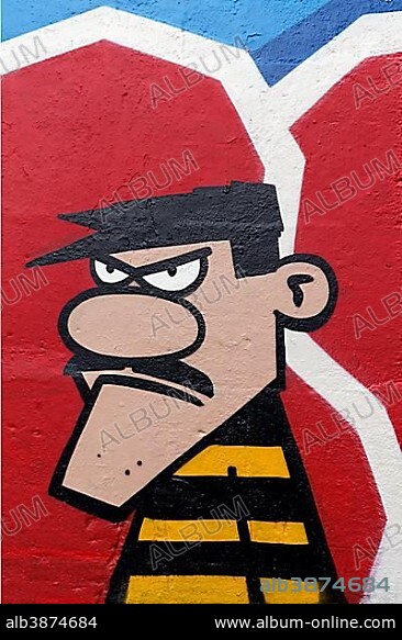 Bandit, Dalton gang convict, Lucky Luke comic, graffiti, Duisburg, North Rhine-Westphalia, Germany, Europe.