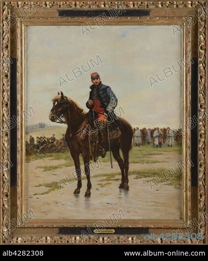 Edouard Detaille (1848-1912). Capitaine de hussard en campagne, époque Second empire.. Hussar captain, French second empire. 1887. Oil on canvas (62 x 51cm). . Former Christopher Forbes collection. Private collection.
