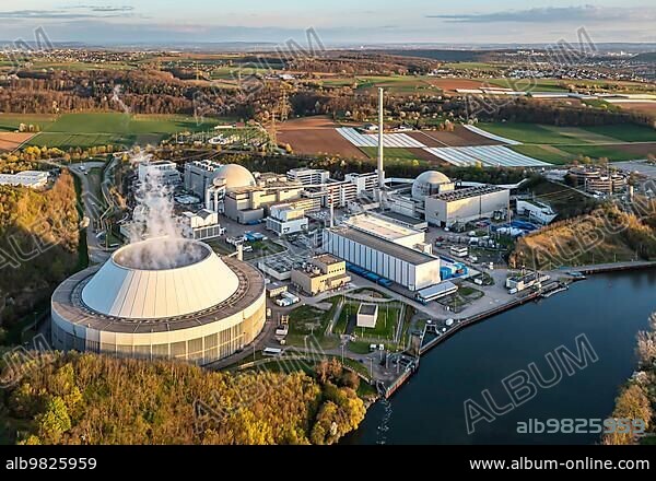 Neckarwestheim nuclear power plant goes offline; reactor GKN 2 is one of the last three to be shut down on 15 April 2023. A historic day in Germany. Nuclear power is history; the nuclear phase-out completed; Neckarwestheim; Baden-Württemberg; Germany; Europe.