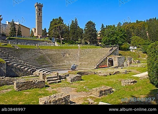 Roman theatre, Fiesole, Province of Florence, Tuscany, Italy, Europe.