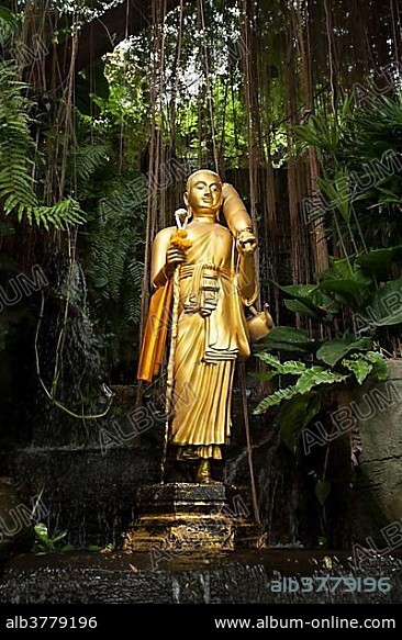 Buddha statue at Wat Saket Ratcha Wora Maha Wihan, Temple of the Golden Mount, Bangkok, Thailand, Asia.