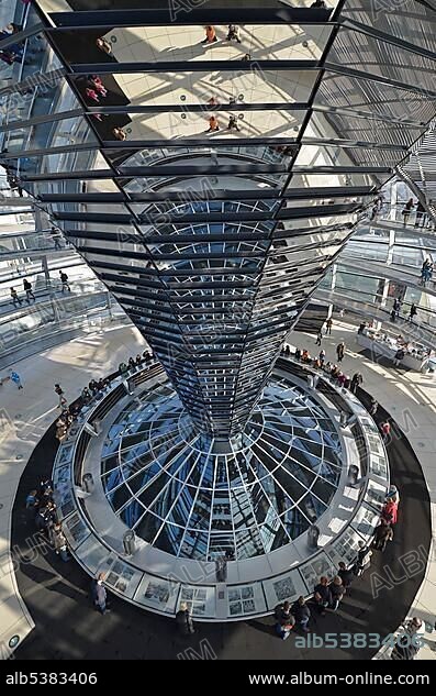 Reichstag parliament building, dome, interior view, Berlin, Germany, Europe.