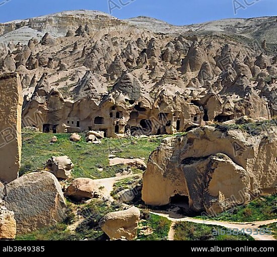 Caves in Zelve, UNESCO World Cultural and Natural Heritage, Goereme-Cappadocia, Central Anatolia, Turkey, Asia.