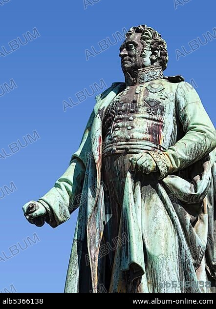 Statue fo Friedrich Emil Ferdinand Heinrich Graf Kleist von Nollendorf, 1762-1823, Prussian field marshal, detail view of the equestrian statue for the Prussian King Friedrich Wilhelm III, Heumarkt square, Cologne, North Rhine-Westphalia, Germany, Europe, PublicGround, Europe.