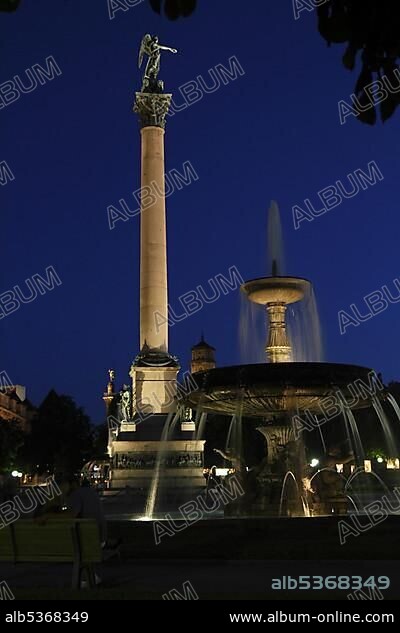 Schlossplatz square at night, Stuttgart, Baden-Wuerttemberg, Germany, Europe.