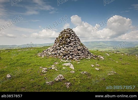 Mysterious stone heaps associated with German colonial rule, also called pyramids, Cairn, Fundong region North-West, Cameroon, Africa.