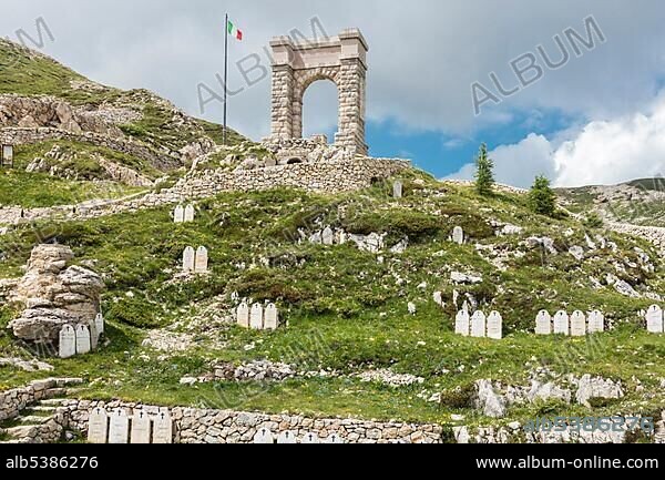 Military Cemetery Brigade Liguria at Mount Pasubio, Mountain of the 10.000 dead, First World War, Trentino-South Tyrol, Italy, Europe.
