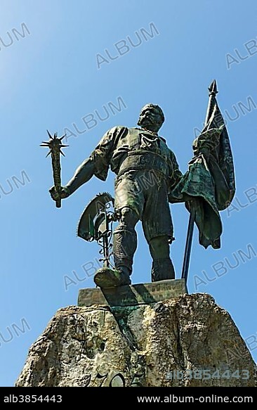 Statue "Schmied von Kochel", Bavarian folk hero, Kochel am See, Bavaria, Germany, Europe.