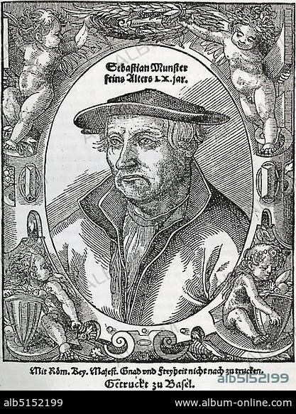 Sebastian Münster, facsimile from the Cosmographia, historical illustration from Otto von Leixner: Illustrated history of German literature. Leipzig and Berlin 1880, First volume.
