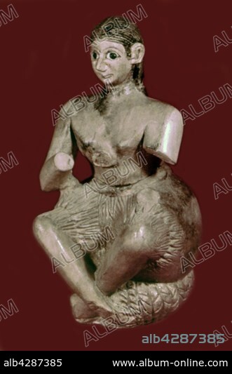 Statue of the singer Ur-Nanshe. Fragment from Ishtar Mari Temple.. Plaster. 2500 years B.C.. Mesopotamia. Damas national museum.