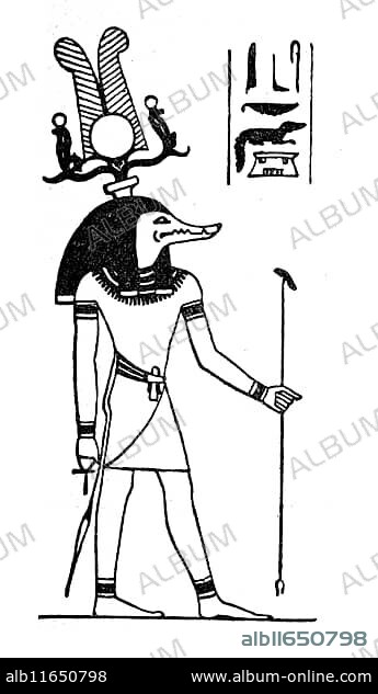 Sachmet-wasit, Sechmet-wasit, Sachmet-wasyt, Sechmet-wasyt, ancient Egyptian goddess of the underworld, standing goddess with lion's head, in her right hand an ankh sign, in her left hand a was-sceptre, historical, digital reproduction of an original from the 19th century.