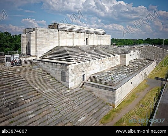 Zeppelin Main Grandstand, Zeppelinfeld, former Nazi party rally grounds of the NSDAP, Nuremberg, Middle Franconia, Bavaria, Germany, Europe.