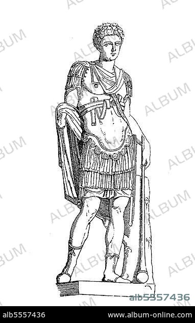Konstantin II. Februar 316, 340, mit vollem Namen Flavius Claudius Constantinus, war römischer Kaiser von 337 bis 340, Historisch, digitale Reproduktion einer Originalvorlage aus dem 19. Jahrhundert.