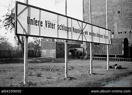 Propaganda, Our Fathers Beat Napoleon, We Will Defeat Adenauer, 1960, Leipzig, Saxony, GDR, Germany, Europe.