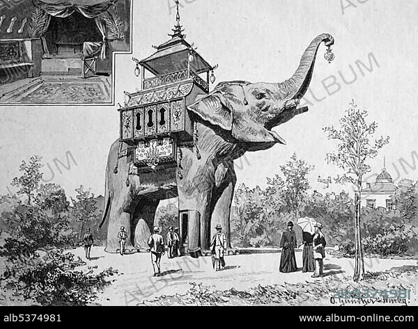 The elephant in the Berlin Hippodrom, Berlin, Germany, historical picture, about 1893, Europe.