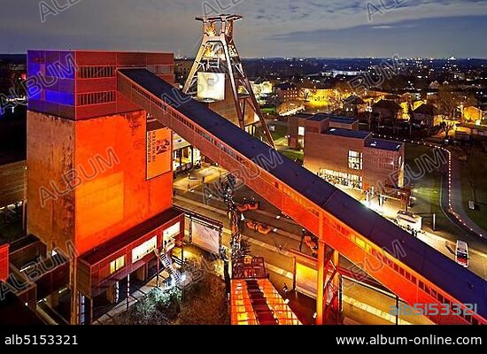 Panorama of the Zeche Zollverein with the iIluminated
