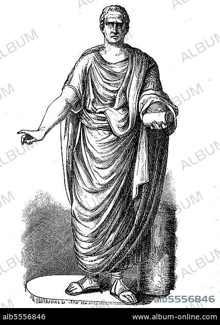 Standbild des Marcus Tullius Cicero, 3. Januar 106 v. Chr. - 7. Dezember 43 v. war ein römischer Politiker, Anwalt, Schriftsteller und Philosoph, der berühmteste Redner Roms und Konsul im Jahr 63 v. Chr, Historisch, digital restaurierte Reproduktion einer Originalvorlage aus dem 19. Jahrhundert.