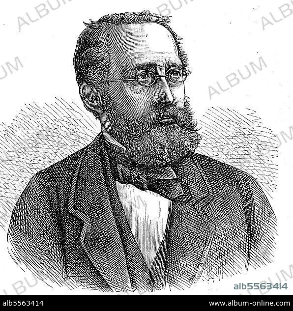 Rudolf Ludwig Carl Virchow, 13. Oktober 1821, 5. September 1902, deutscher Arzt, Pathologe, Pathologischer Anatom, Anthropologe, Prähistoriker und Politiker, digital restaurierte Reproduktion einer Originalvorlage aus dem 19. Jahrhundert.